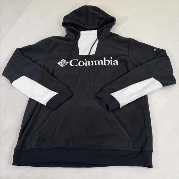Columbia Tops - Columbia Black & White Color Block Fleece Hoodie Size Large With Logo Charity